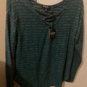 blue striped long sleeve
